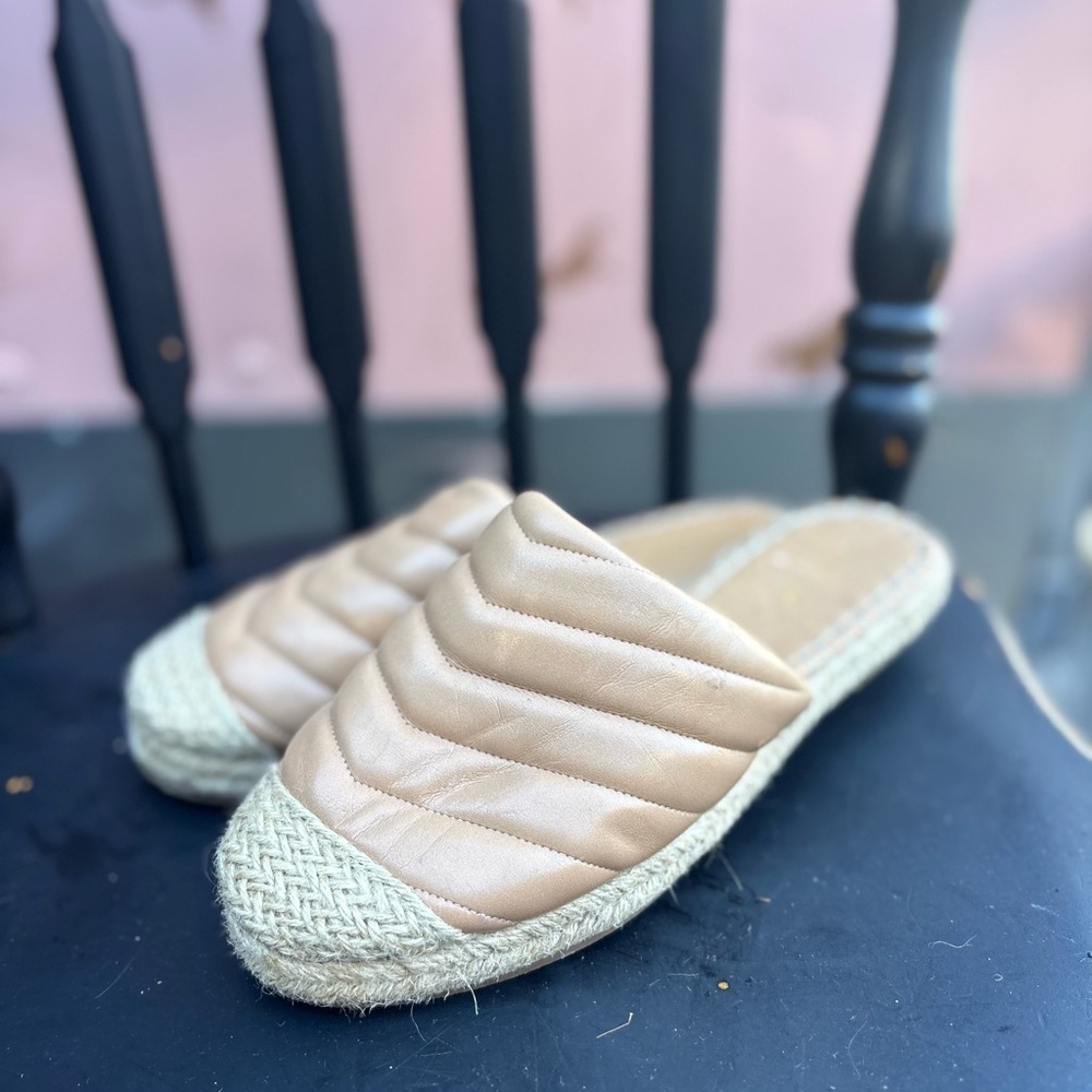 Bamboo Beige Quilted Espadrille Slippers